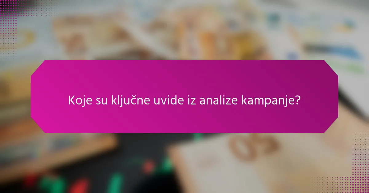 Koje su ključne uvide iz analize kampanje?